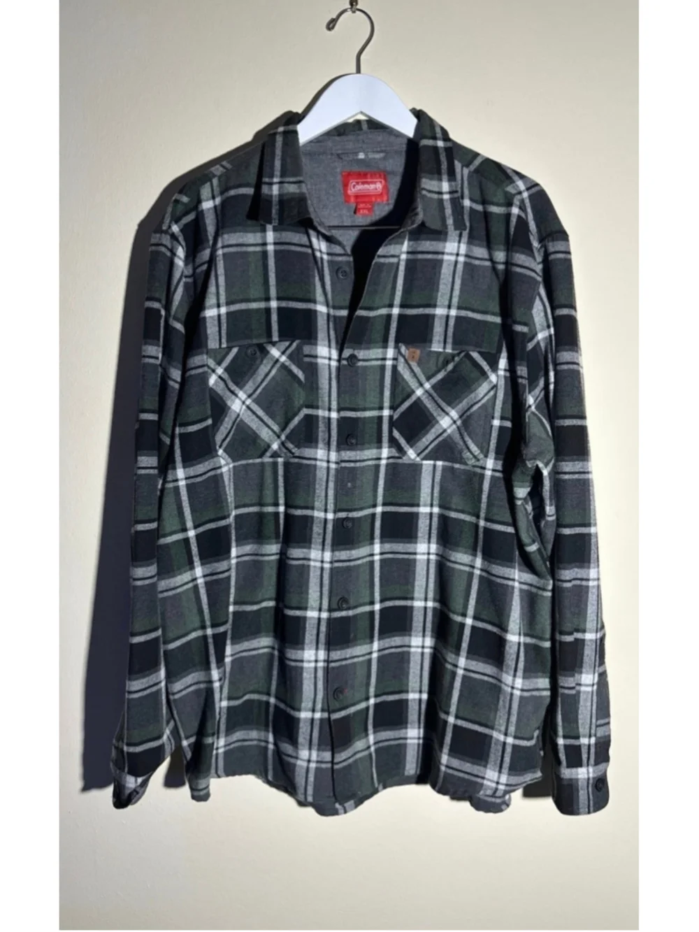 Coleman Plaid Flannel Button Down Shirt XXL Green Black